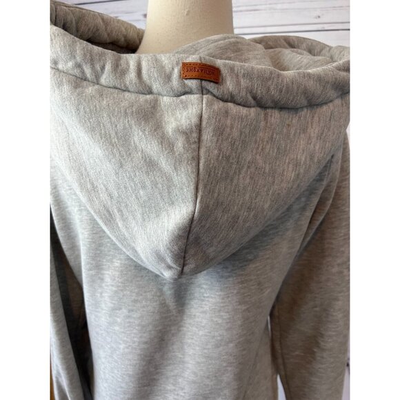 Wanakome Athena Hoodie Pullover Sweatshirt size Small Shacket Asymmetrical Gray - Picture 10 of 12